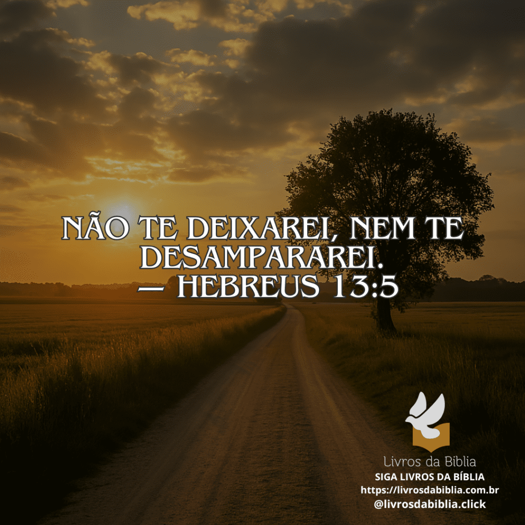 Imagem para reflexão de Deus Nunca Nos Deixa — A Promessa que Sustenta os Dias Difíceis Versículo-chave: Hebreus 13:5 “Não te deixarei, nem te desampararei.”